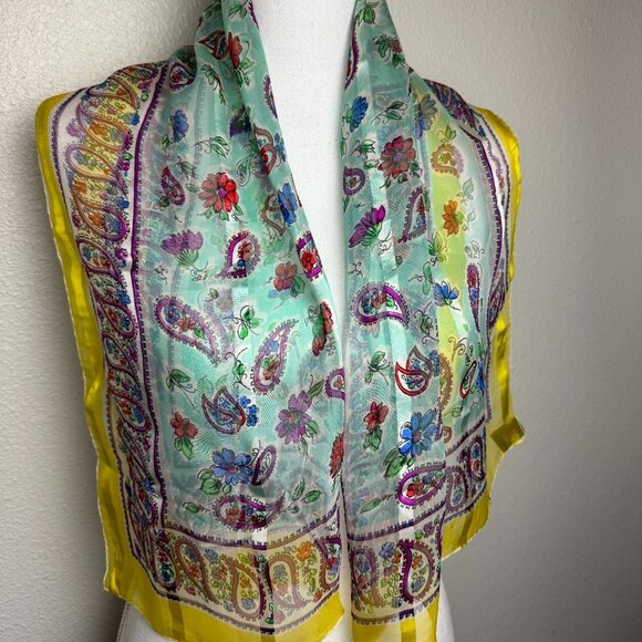 Vintage Accessories - Vintage Scarf Silk Hand Rolled